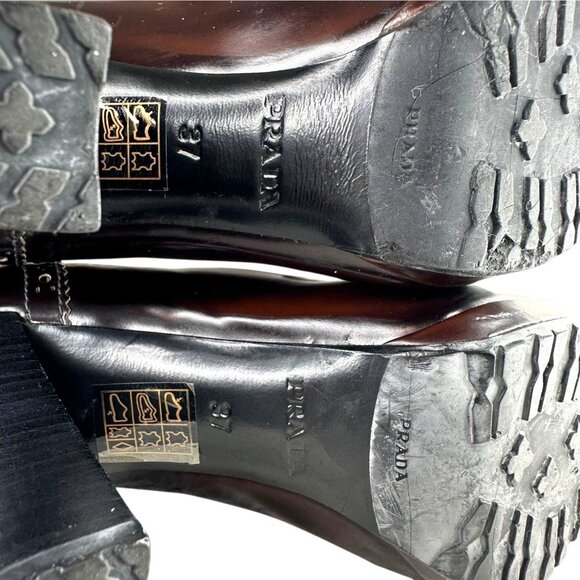 Vintage PRADA Loafer Pumps High Heel SZ US 6.5 EU 37 Dark Brown Patent Leather - Picture 12 of 15